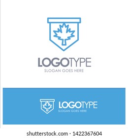 Tag, Leaf, Canada, Sign Blue outLine Logo with place for tagline