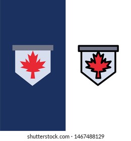 Tag, Leaf, Canada, Sign  Icons. Flat and Line Filled Icon Set Vector Blue Background. Vector Icon Template background