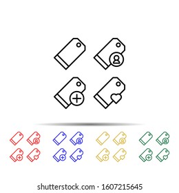 tag, like, plus, contact sign multi color style icon. Simple thin line, outline vector of web icons for ui and ux, website or mobile application