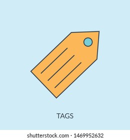 Tag line icon, outline vector