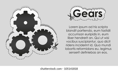Tag lines and image cut gears, vector illustration