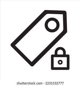 Icono de etiqueta bloqueada. Vector y glifo