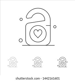 Tag, Love,  Bold and thin black line icon set