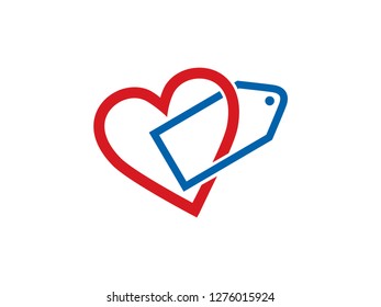 Tag Love Logo Template, Symbol, Icon