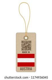 Tag made in Austria on a white background.