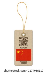 Tag Made In China On A White Background.