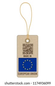 Tag made in EU on a white background.