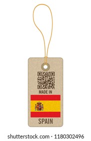Tag made in Spain on a white background.