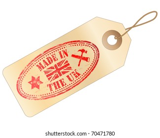 Tag with "MADE IN THE UK" Rubber Stamp