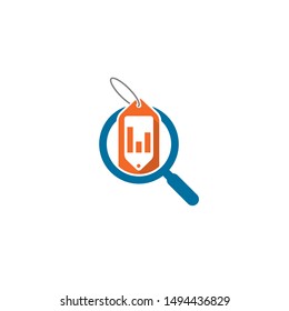 Tag and magnifying logo icon. Smart logo.