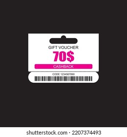 Tag Model Set von Coupon-Promotion Verkauf für Website, Internet-Werbung, Social Media oder Coupon. Rückzahlungsrabatt von 70$. Coupon-Rabatt mit Vektorgrafik