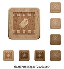 Tag movie on rounded square carved wooden button styles