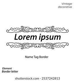 tag name border, aesthetic, vintage and vector border design elements	