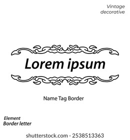 tag name border, aesthetic, vintage and vector border design elements	