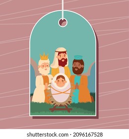 tag nativity manger three wise men and baby