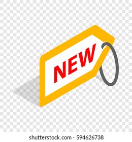 Tag new isometric icon 3d on a transparent background vector illustration