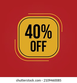 tag offer 40%off discount, yellow and red,black friday, forty percent off.