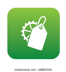 Tag on green button,clean vector