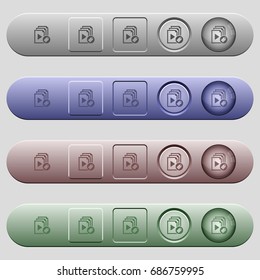 Tag playlist icons on rounded horizontal menu bars in different colors and button styles