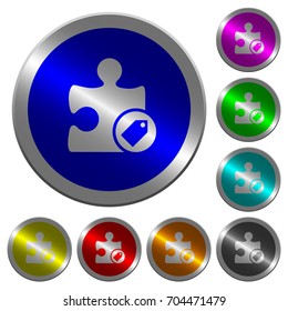 Tag plugin icons on round luminous coin-like color steel buttons