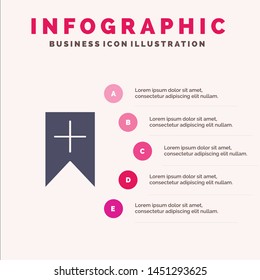 Tag, Plus, Interface, User Solid Icon Infographics 5 Steps Presentation Background