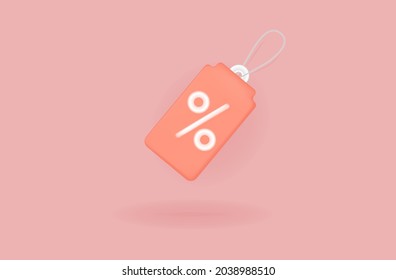 Tag price 3d. Loyalty program, discount pink coupon,sales with an excellent offer. Special promotion, advertising of goods with a free interest. The price tag on the market. Vector illustration