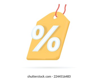 tag price 3d render vector, discount coupon of cash for future use. sales illustration