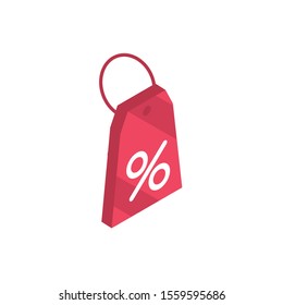 tag price discount online shopping isometric icon vector illustration