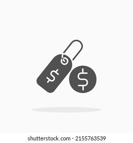 Tag price dollar glyph icon. Can be used for digital product, presentation, print design and more.