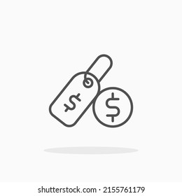 Tag price dollar line icon. Editable stroke and pixel perfect. Can be used for digital product, presentation, print design and more.