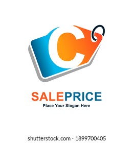 Letra de precio de etiqueta C patrón de logotipo vectorial. Adecuado para negocios, tienda web, tienda online y tipo de papel vector a mejor precio.