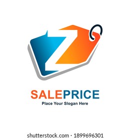 Tag price letter Z vector logo template. Suitable for business, web shop, online store and Vector paper style typeface for best price tag.