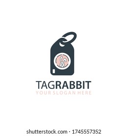 diseño de logotipo de conejo de etiqueta, concepto de animal y etiqueta lindo