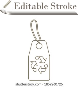 Tag With Recycle Sign Icon. Editable Stroke Simple Design. Vector Illustration.