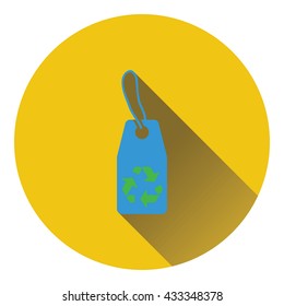 Tag with recycle sign icon. Flat design. Vector illustration.