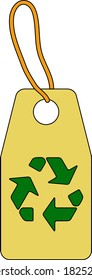 Tag With Recycle Sign Icon. Outline With Color Fill Design. Vector Illustration.