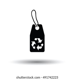 Tag and recycle sign icon. White background with shadow design. Vector illustration.