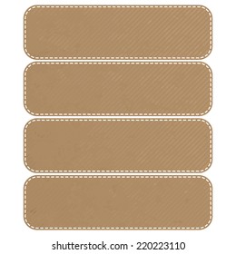 Tag Recycled Paper Craft Stick On White Background, Vector Illustration