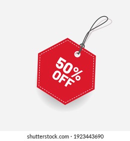 Tag Red Discount 50 Off Label Vector