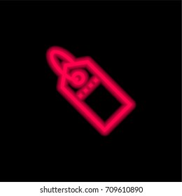 Tag red glowing neon ui ux icon. Glowing sign logo vector