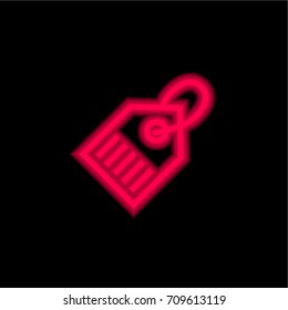 Tag red glowing neon ui ux icon. Glowing sign logo vector