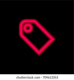 Tag red glowing neon ui ux icon. Glowing sign logo vector