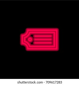Tag red glowing neon ui ux icon. Glowing sign logo vector