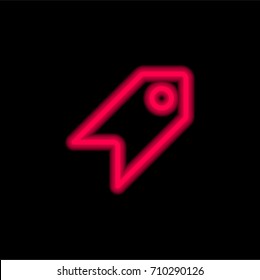 Tag red glowing neon ui ux icon. Glowing sign logo vector
