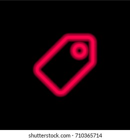 Tag red glowing neon ui ux icon. Glowing sign logo vector