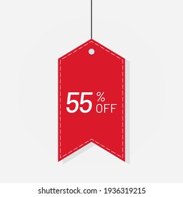 Tag red sale discount label 55 off Vector