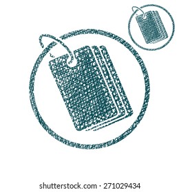 Tag retail theme vector simple single color icon isolated on white background with sketch lined hand drawn texture.