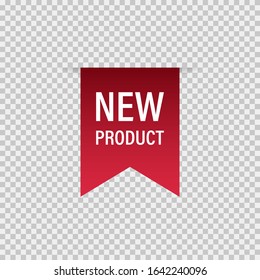 Tag ribbon New product red vector isolated design element. Banner sale tag. Product advertising. Label new icon. EPS 10