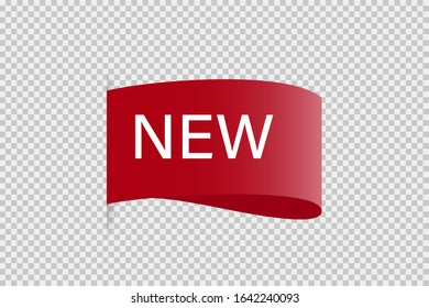 Tag ribbon New red vector isolated design element. Banner sale tag. Product advertising. Label new icon. EPS 10