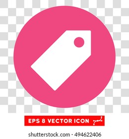 Tag round icon. Vector EPS illustration style is flat iconic bicolor symbol, white and pink colors, transparent background.